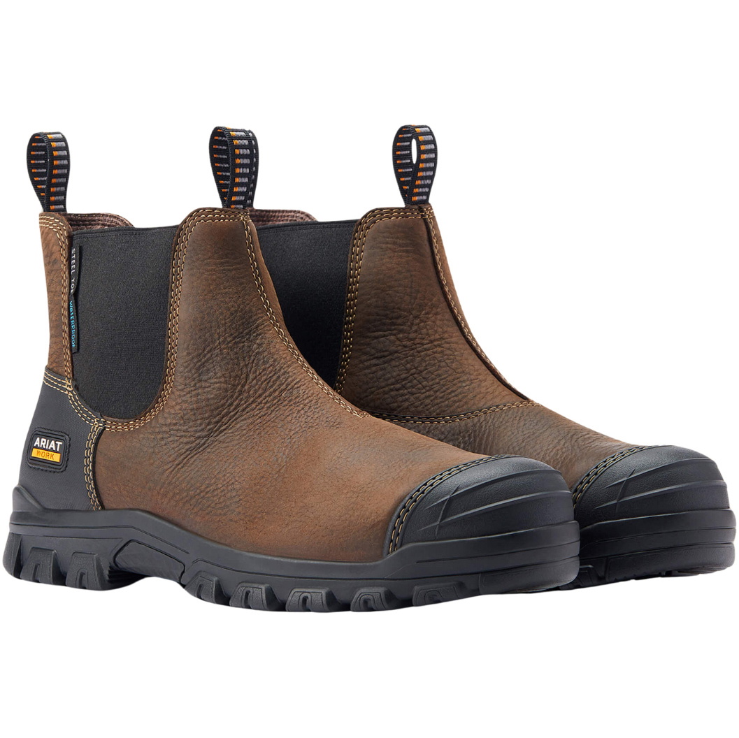 2025 Ariat Homme Treadfast Chelsea Imperméable à Bout En Acier Bottes De Travail 10044475 - Dark Brown
